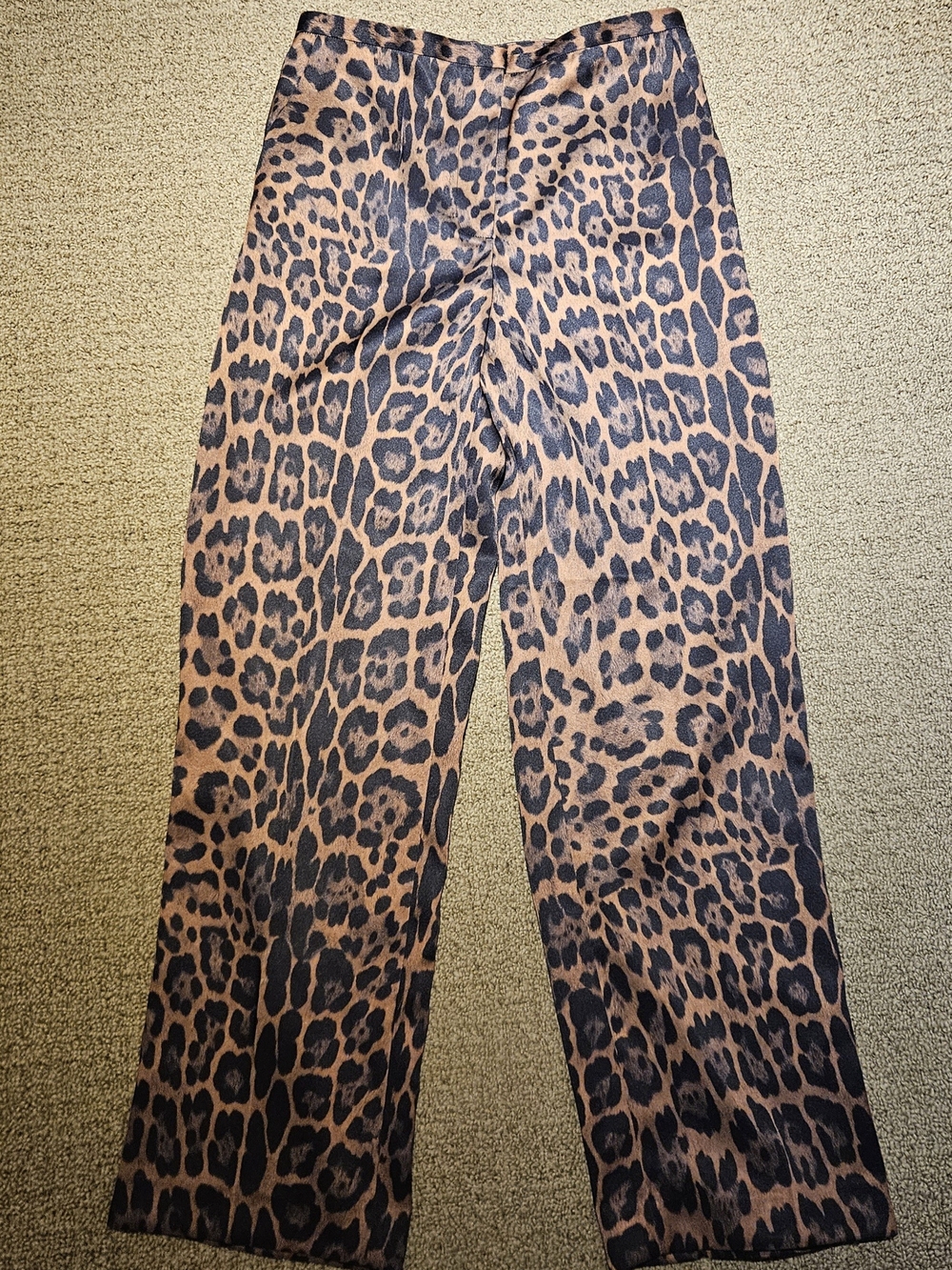 H&M Silky Leopard Print Straight-Leg Pants